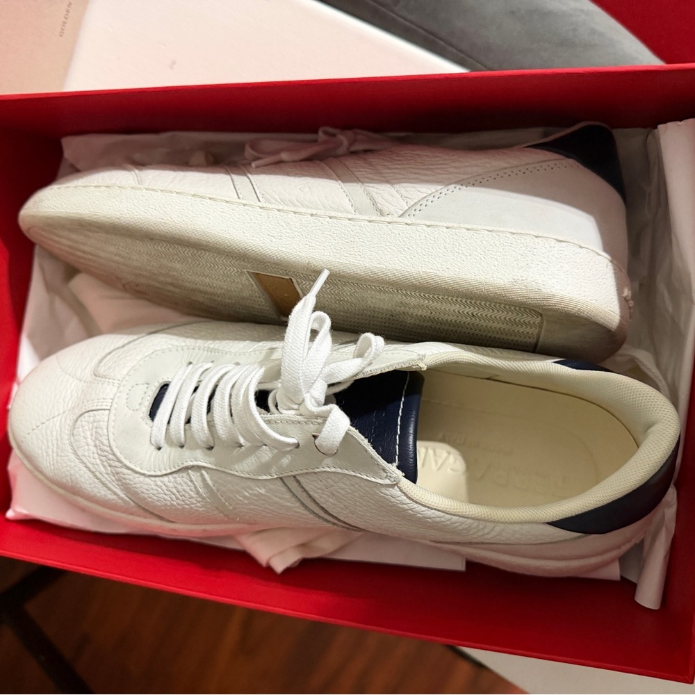 White and Navy Men's Sneakers